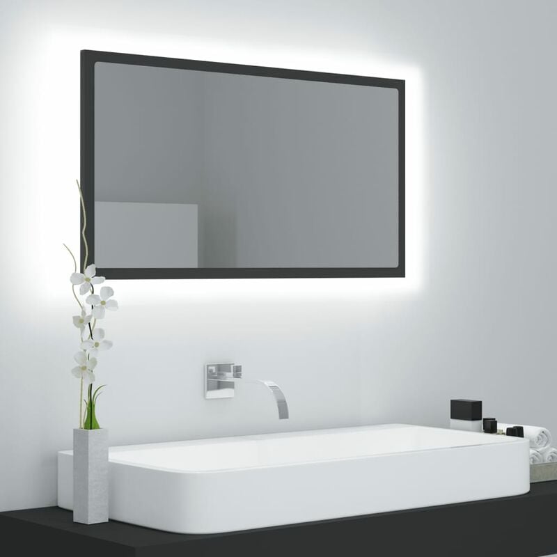 

Espejo de baño con LED aglomeradogris 80x8,5x37 cm