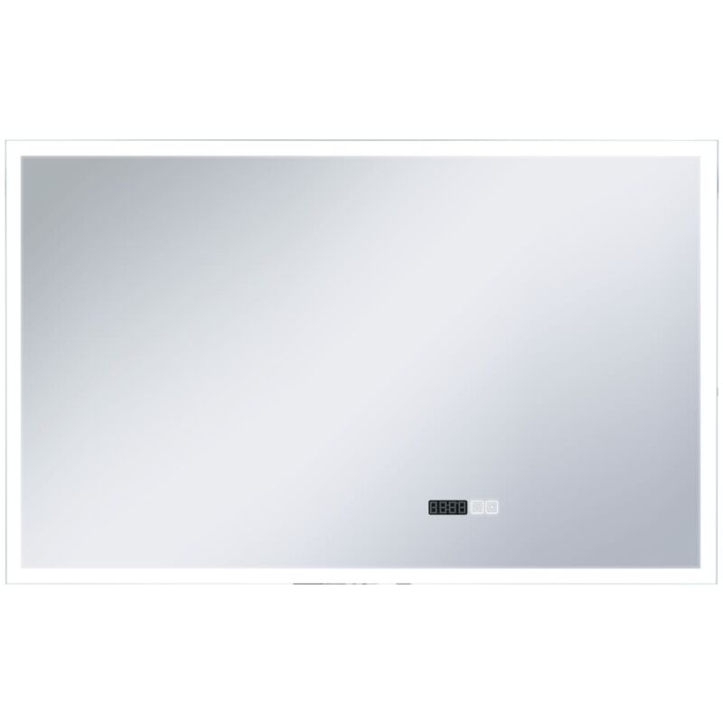 

vidaXL Espejo de baño con LED, sensor táctil y reloj 100x60 cm - Plateado