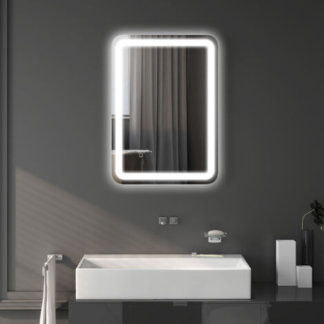 Espejo de Baño con Luces LED 50x70 cm Espejo de Pared Antivaho con 3 Temperaturas de Color Regulable Función de Memoria