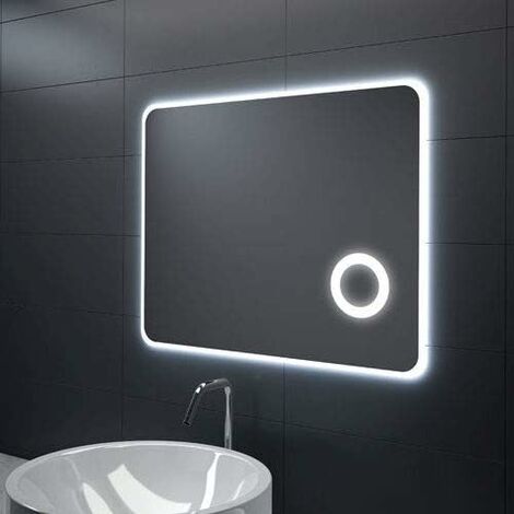 ESPEJO DE BAÑO CON LUPA DE AUMENTO RETROILUMINADO CON LUZ LED INTEGRADA