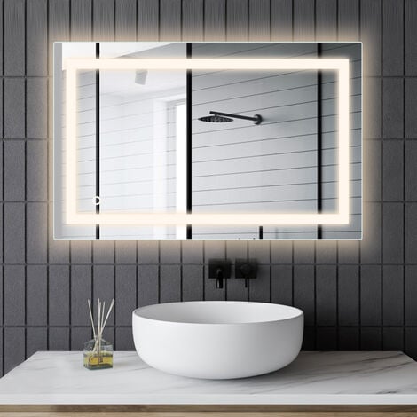 Armario espejo baño luz LED acrílico gris hormigón 40x12x45 cm
