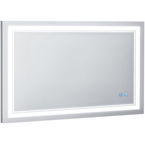 Espejo de Baño con Luz LED con Interruptor Táctil Color de Luz Ajustable y Función de Memoria 100x60 cm Plata