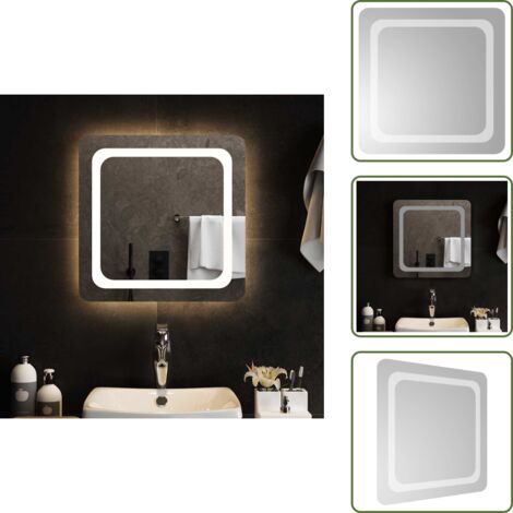 Espejo de baño con USB - vidaXL Espejo de baño con LED 50x50 cm -