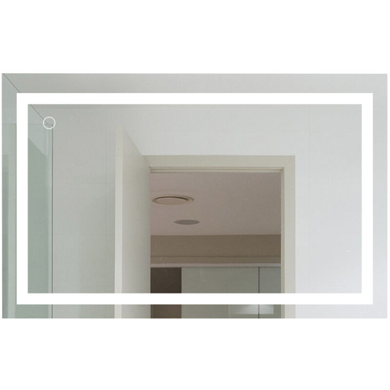 

Wyctin - Espejo de baño de 23 W con lámpara de espejo LED Vidrio templado brillante Blanco frío 6000 K, interruptor táctil -100 * 60 cm