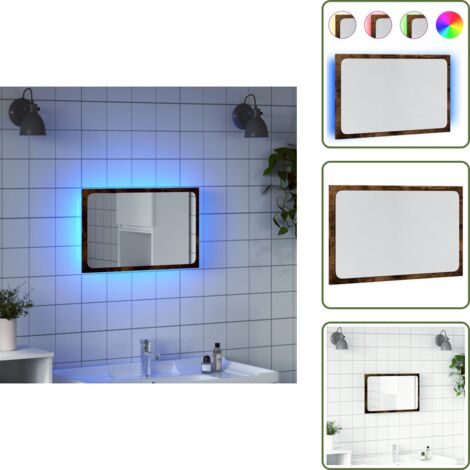 Espejo de baño de madera - vidaXL Espejo de baño LED madera ingeniería roble Sonoma 60x8,5x38 cm - Espejo de baño montado en pared