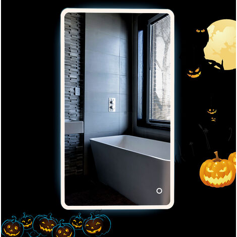 Espejo de baño Espejo de baño LED con iluminación espejo de pared, blanco frío, esquinas redondeadas LCD (50x70cm)