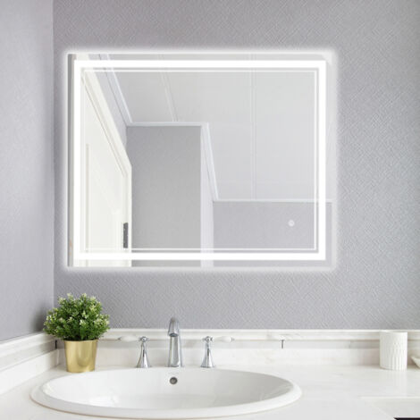 Espejo de baño, espejo de baño LED de pared, espejo de baño regulable con 3 colores de luz