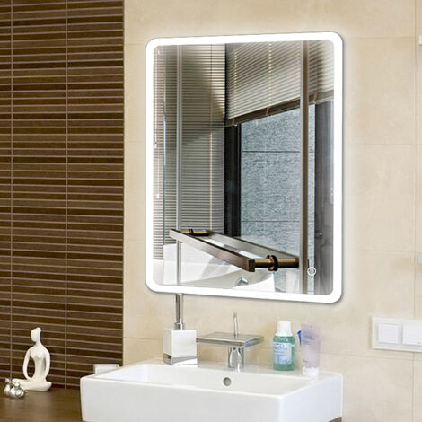 Espejo de baño Espejo led Impermeable + Interruptor táctil 80x60cm