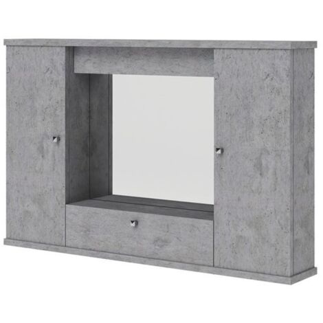Espejo de baño gris cemento 2 puertas con solapa h.61x93x14 cm