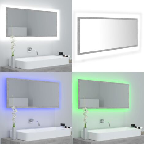 Espejo de baño LED acrílico gris hormigón 100x8,5x37 cm - Espejo LED - Espejo acrílico