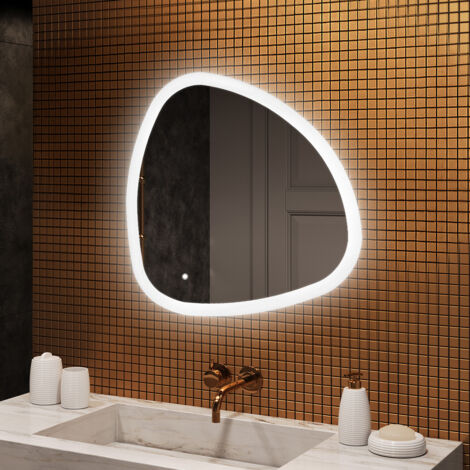 Espejo de baño LED Artforma, 84x84, Interruptor táctil, LED Dual, Espejo Irregular