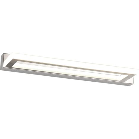 Espejo de baño LED superbrillante, frontal, cromado, 42 x 8,5 x 4,5 cm, con cambio de luz tricolor.