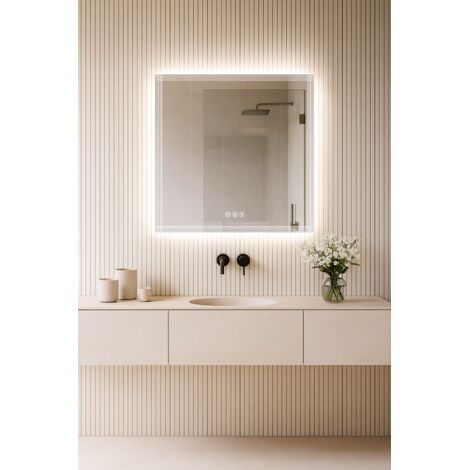 Espejo De Baño Line Conect 80X80, APP, Antivaho y Bluetooth