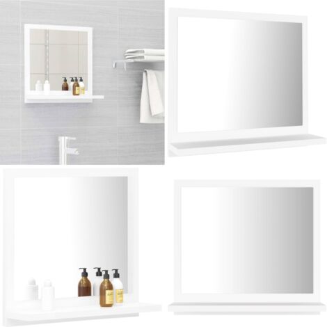 Espejo de baño madera contrachapada blanco 40x10,5x37 cm - Espejo de pared - Espejo blanco