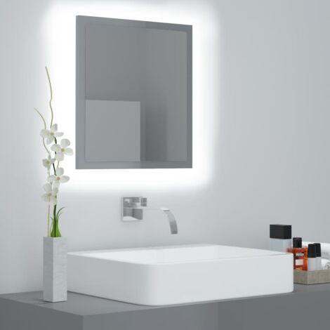 Espejo de baño madera contrachapada gris brillo 40x8,5x37 cm vidaXL