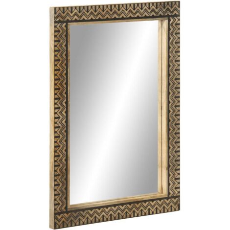Espejo de baño madera maciza de mango y vidrio 50x70 cm