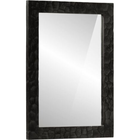 Espejo de baño madera maciza mango y vidrio negro 50x70x2,5 cm vidaXL