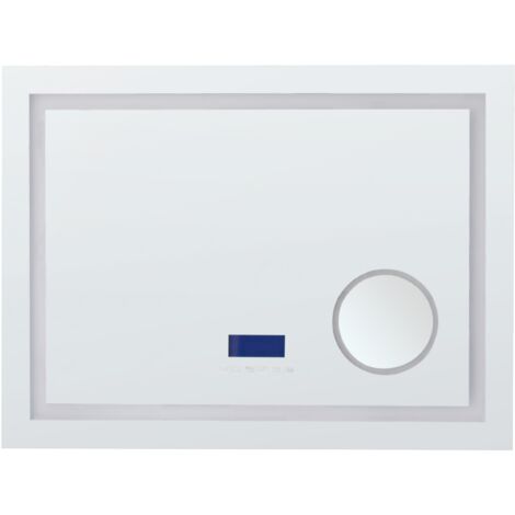 Espejo de baño moderno LED rectangular con altavoz Bluetooth con espejo de aumento 60 x 80 cm plateado Thaix