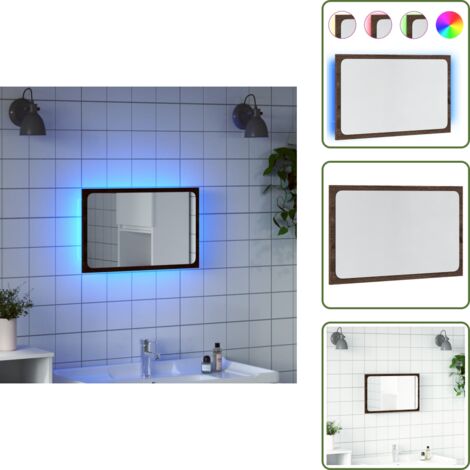 Espejo de baño montado en pared - vidaXL Espejo de baño LED madera ingeniería marrón roble 60x8,5x38 cm - Espejo de baño marrón roble