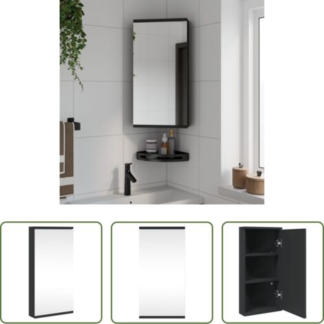Espejo de baño -  Mueble de baño de esquina con espejo negro 30x24x60 cm