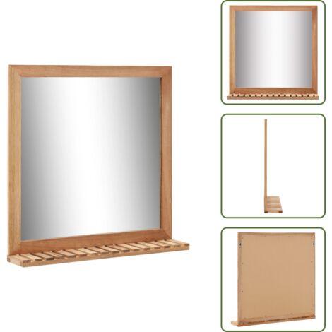 Espejo de baño nogal - vidaXL Espejo de cuarto de baño madera maciza de nogal 60x12x62 cm -