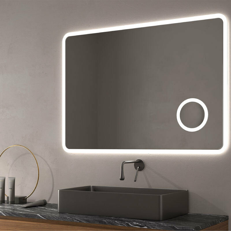 

Eurobath - Espejo de baño PALAU. Luz fría LED integrada en el espejo 80x70 cm Sin Antivaho Con interruptor táctil