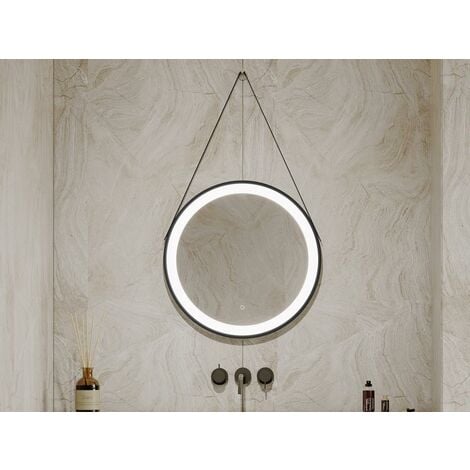 Armario para baño con espejo y LED con puntas redondeadas 60x80 cm  antracita VidaXL