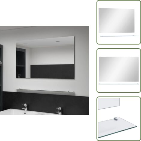 Espejo de baño - vidaXL Espejo de pared con estante de vidrio templado 100x60 cm - Espejo de pared con estante