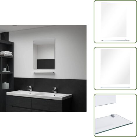 Espejo de baño - vidaXL Espejo de pared con estante de vidrio templado 50x60 cm - Espejo de pared con estante