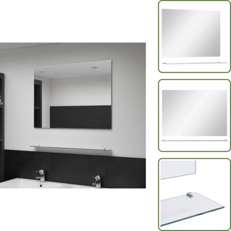 Espejo de baño - vidaXL Espejo de pared con estante de vidrio templado 80x60 cm - Espejo de pared con estante