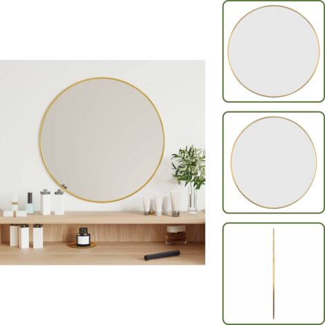 Espejo de baño - vidaXL Espejo de pared redondo dorado Ø 50 cm - Espejo decorativo