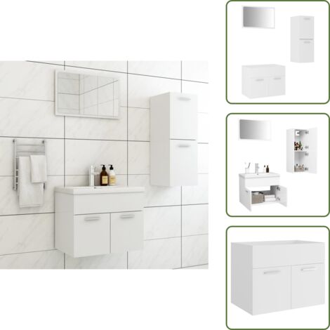 Espejo de baño - vidaXL Juego de muebles de baño madera de ingeniería blanco - Almacenamiento de baño