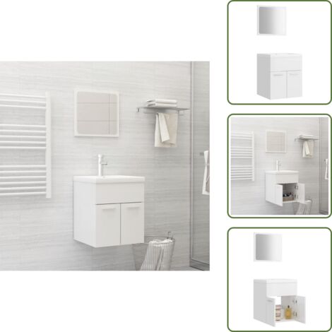 Espejo de baño - vidaXL Juego de muebles de baño madera de ingeniería blanco brillo - Baño moderno