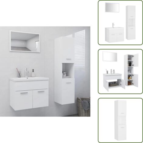 Espejo de baño - vidaXL Juego de muebles de baño madera de ingeniería blanco - Muebles de baño blancos