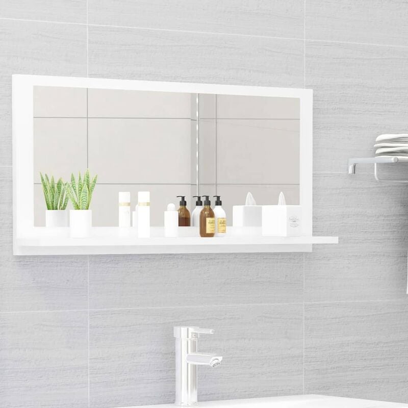 

Youthup - Espejo de baño aglomerado blanco brillante 80x10,5x37 cm - Blanco