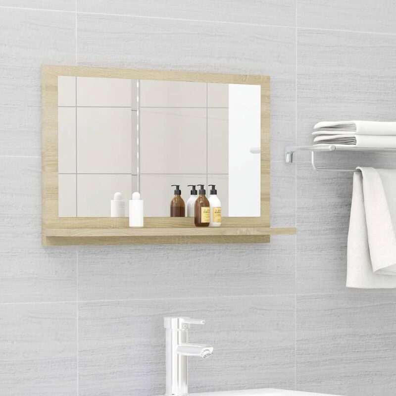 

Espejo de baño aglomerado color roble Sonoma 60x10,5x37 cm - Marrón