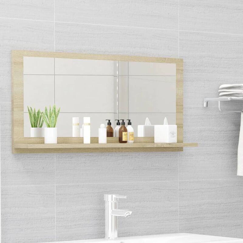 

Espejo de baño aglomerado color roble Sonoma 80x10,5x37 cm - Marrón