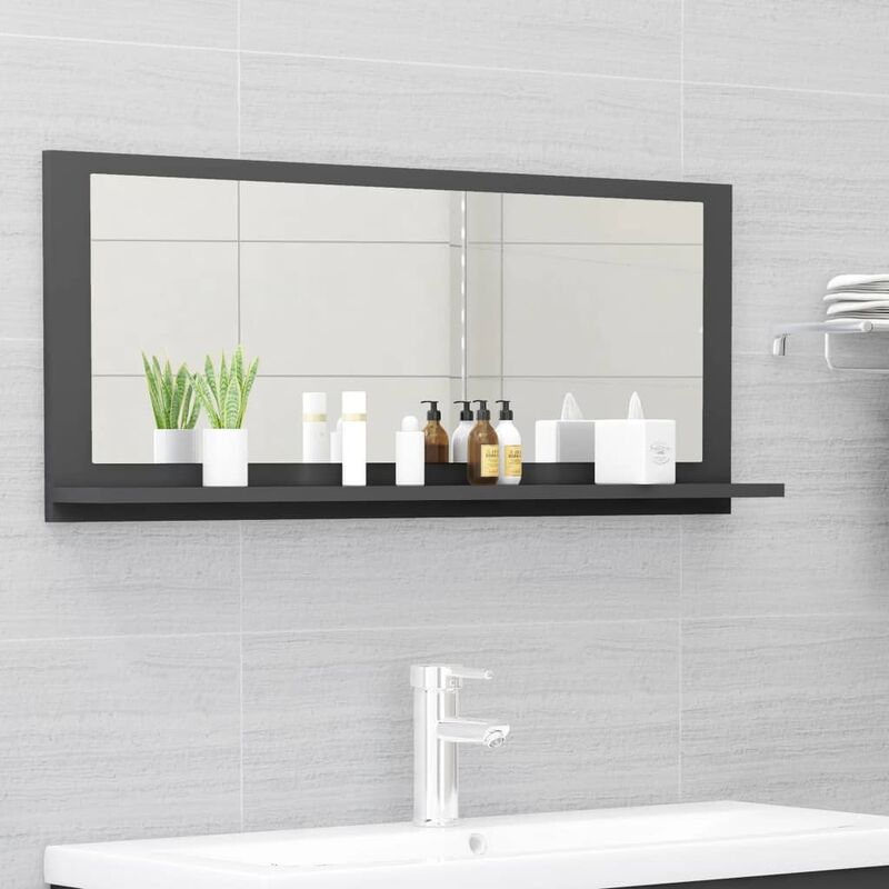 

Espejo de baño aglomerado gris 90x10,5x37 cm - Gris