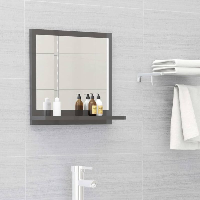 

Youthup - Espejo de baño aglomerado gris brillante 40x10,5x37 cm - Gris