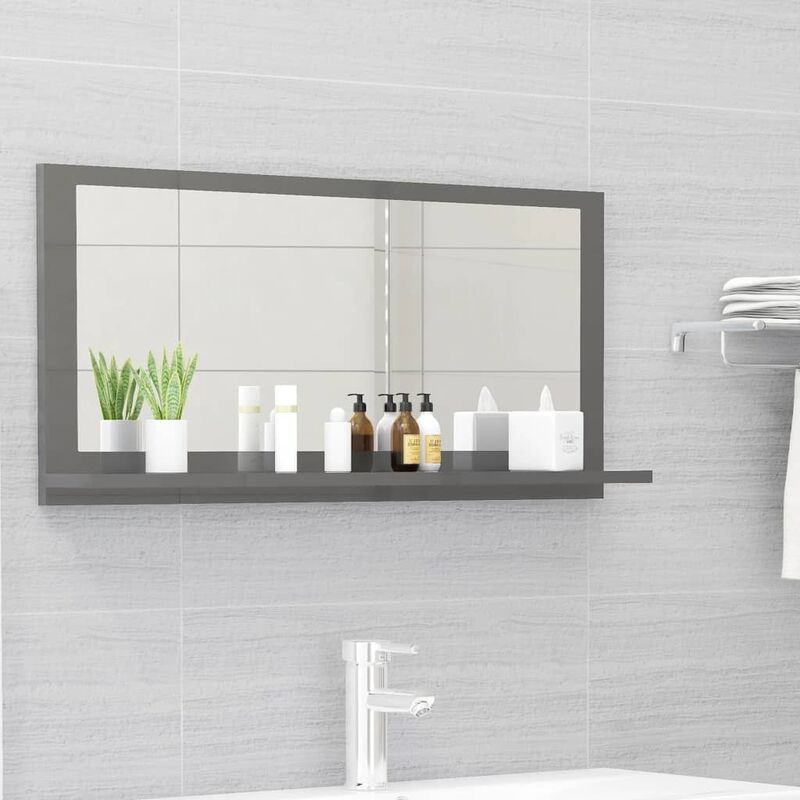 

Youthup - Espejo de baño aglomerado gris brillante 80x10,5x37 cm - Gris