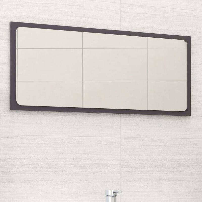 

Youthup - Espejo de baño aglomerado gris brillante 80x1,5x37 cm - Gris