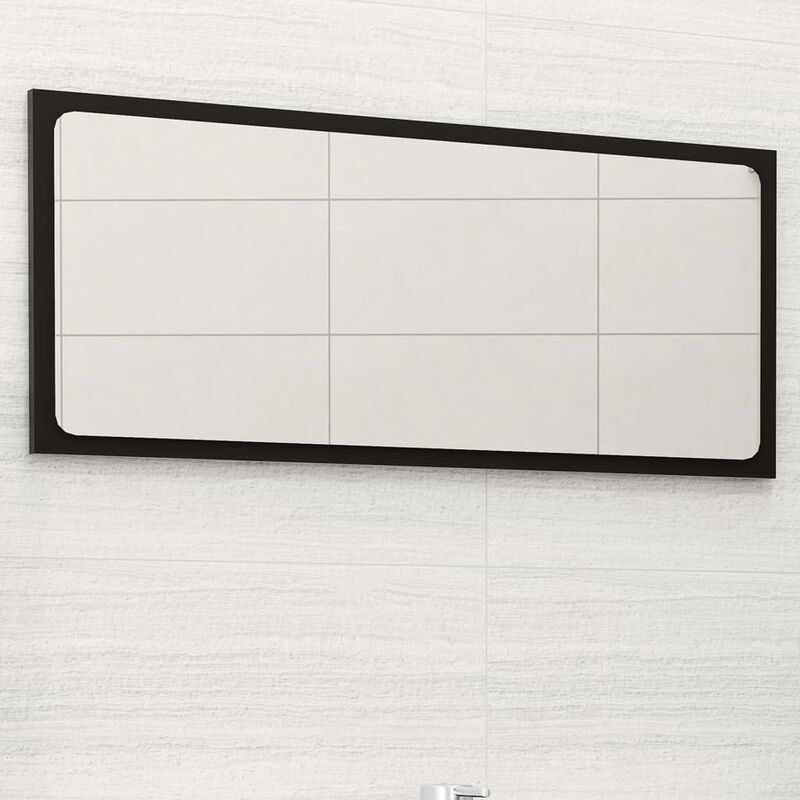 

Youthup - Espejo de baño aglomerado negro 80x1,5x37 cm - Negro