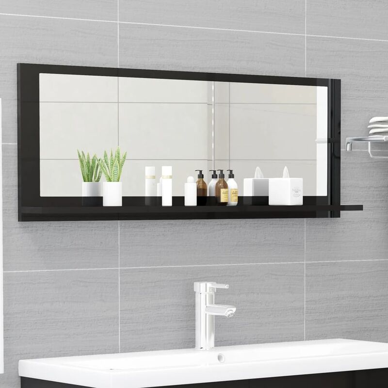 

Espejo de baño aglomerado negro brillante 100x10,5x37 cm - Negro