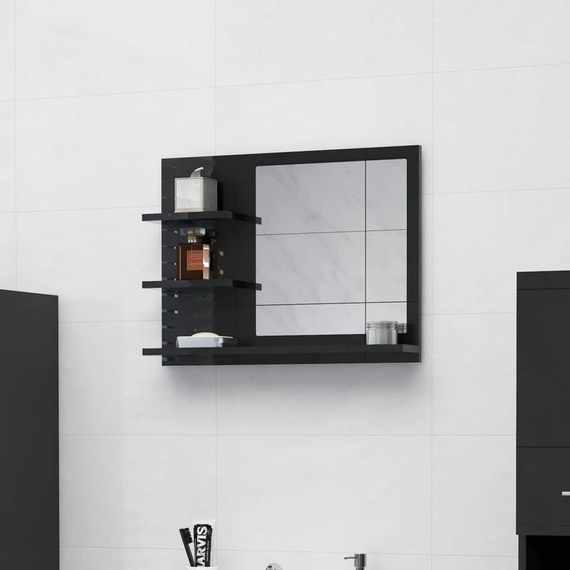 

Espejo de baño aglomerado negro brillante 60x10,5x45 cm - Negro