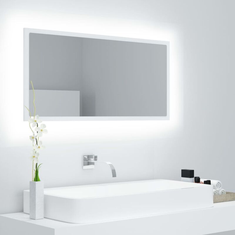 

Espejo de baño con LED aglomerado blanco 90x8,5x37 cm - Blanco