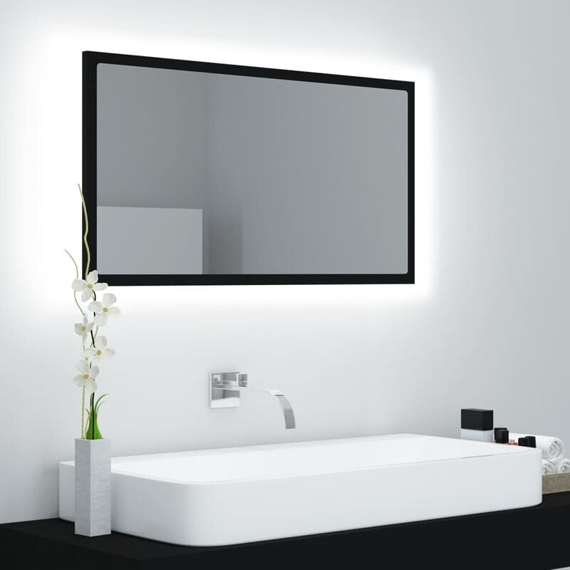 

Espejo de baño con LED aglomerado negro 80x8,5x37 cm - Negro