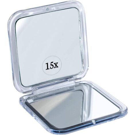 Espejo de bolsillo plegable y portátil con aumento de 15x, ideal para maquillarse y adecuado para mujeres que suelen estar siempre en movimiento.