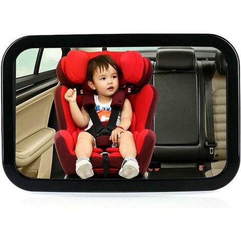 Espejo de coche para bebé, espejo de monitor de bebé para asiento trasero, espejo de coche para bebé, función de inclinación y rotación de 360°, espejo de coche para bebé 100 % irrompible, negro, 300
