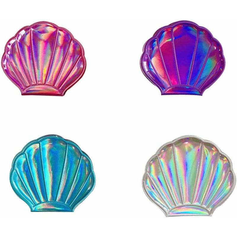 

Abcrital - Espejo de concha de 4 colores, espejo de maquillaje con aumento de doble cara, espejo compacto para niñas