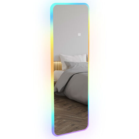 Espejo de Cuerpo Entero con Luces LED 120x40 cm Espejo de Pared con Iluminación de 7 Colores RGB y Función de Memoria